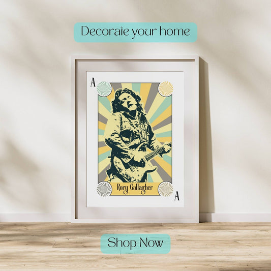Rory Gallagher Print, Rory Gallagher Poster, Music Poster, Guitar Print, Music Art, Guitar Poster, Music Print, Deck of Cards