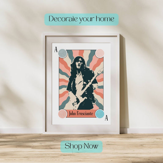 John Frusciante Print, John Frusciante Poster, Music Poster, Music Art, Music Print, Deck of Cards, Guitar Poster, Guitar Print, Fender