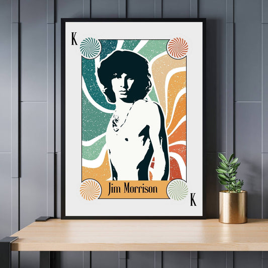 Jim Morrison Print, Jim Morrison Poster, Music Poster, Music Art, Music Print, Deck of Cards, Psychedelic Rock, The Doors, 60s Retro Poster