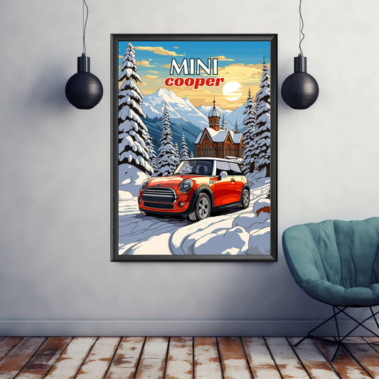 Mini Cooper Print, Mini Cooper Poster, Car Art, 2000s Car Print, Car Print, Car Poster, Modern Classic Car Poster