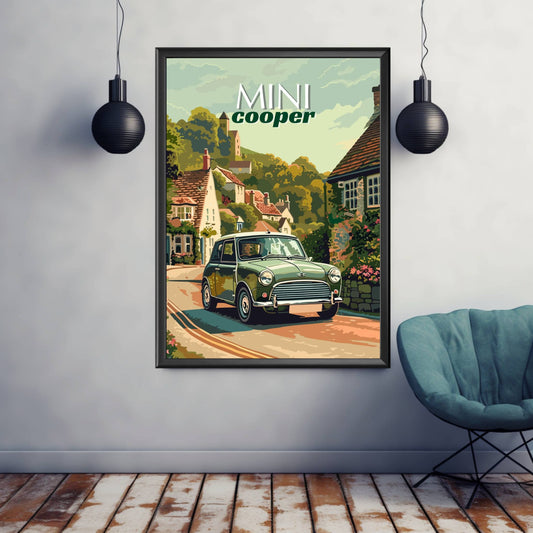 Mini Cooper Poster, 1960s Car Print, Mini Cooper Print, Car Art, Car Print, Car Poster, Classic Car Print, Vintage Car Print, English Car