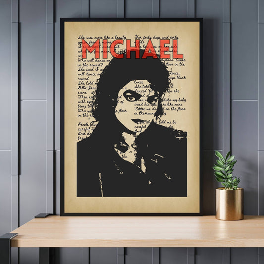 Michael Jackson Print, Music Poster, Music Art, Michael Jackson Poster, Music Print, Pop Music Poster, Song Lyrics Poster, Retro Music Art