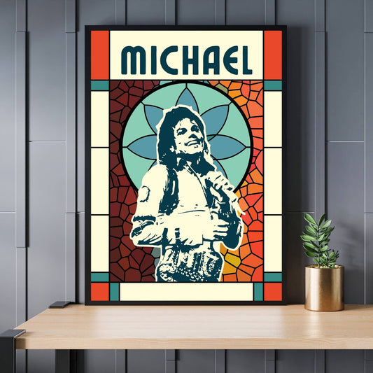 Michael Jackson Print, Michael Jackson Poster, Music Poster, Music Art, Music Print, Stained Glass, Pop Music Poster, Retro Music Art