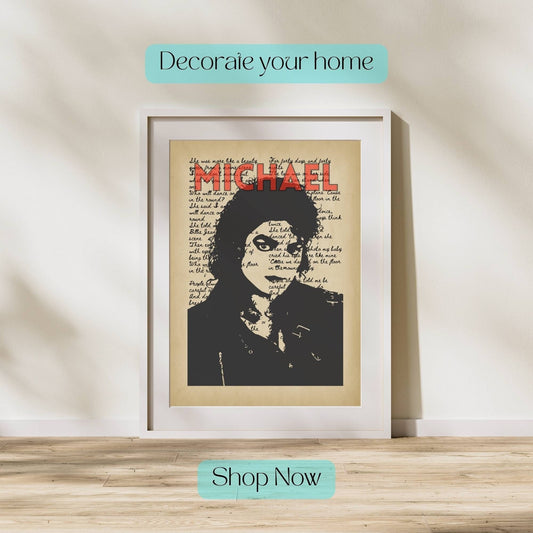 Michael Jackson Print, Music Poster, Music Art, Michael Jackson Poster, Music Print, Pop Music Poster, Song Lyrics Poster, Retro Music Art