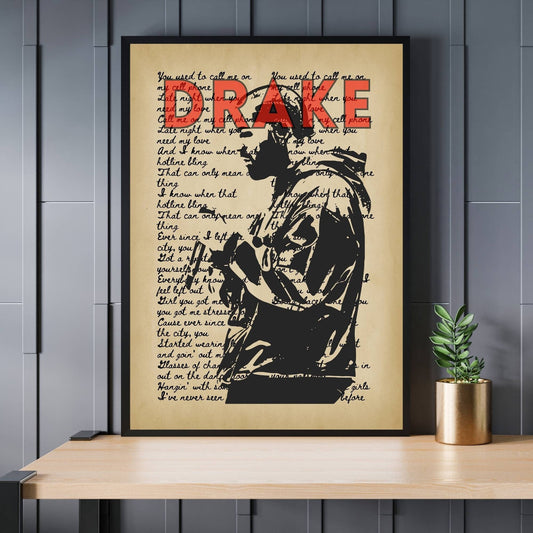 Drake Print, Music Art, Drake Poster, Music Poster, Music Print, Retro Music Art, Rap Music Poster, Hip-Hop Music Poster