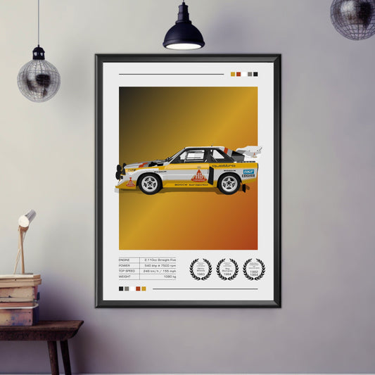 Audi Quattro S1 Poster, Audi Quattro S1 Print, 1980s Car Print, Car Art, Rally Car Print, Classic Car, Car Print, Car Poster