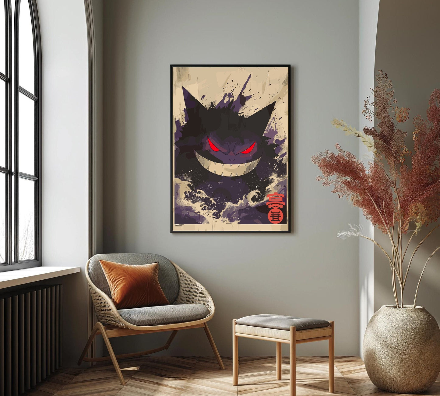 Gengar: Japanese Tapestry Style Pokemon Anime Poster