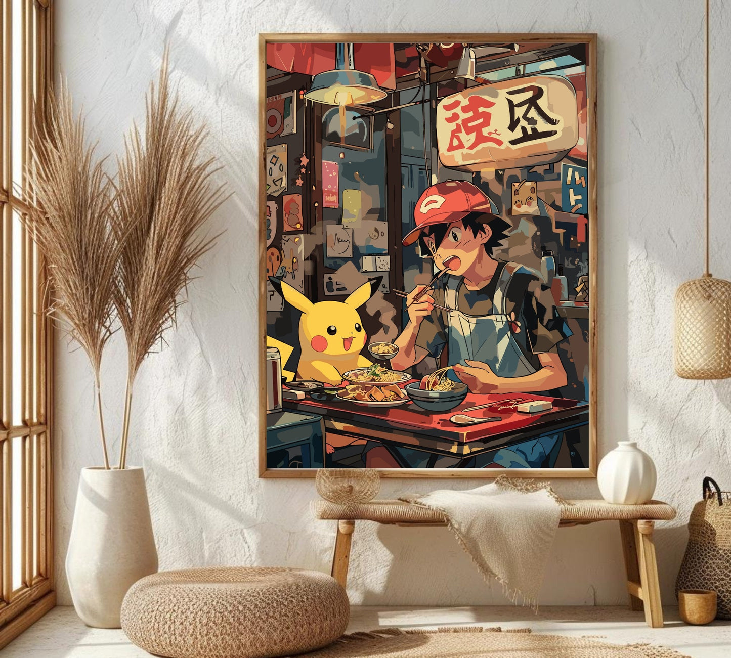 Ash and Pikachu ramen poster