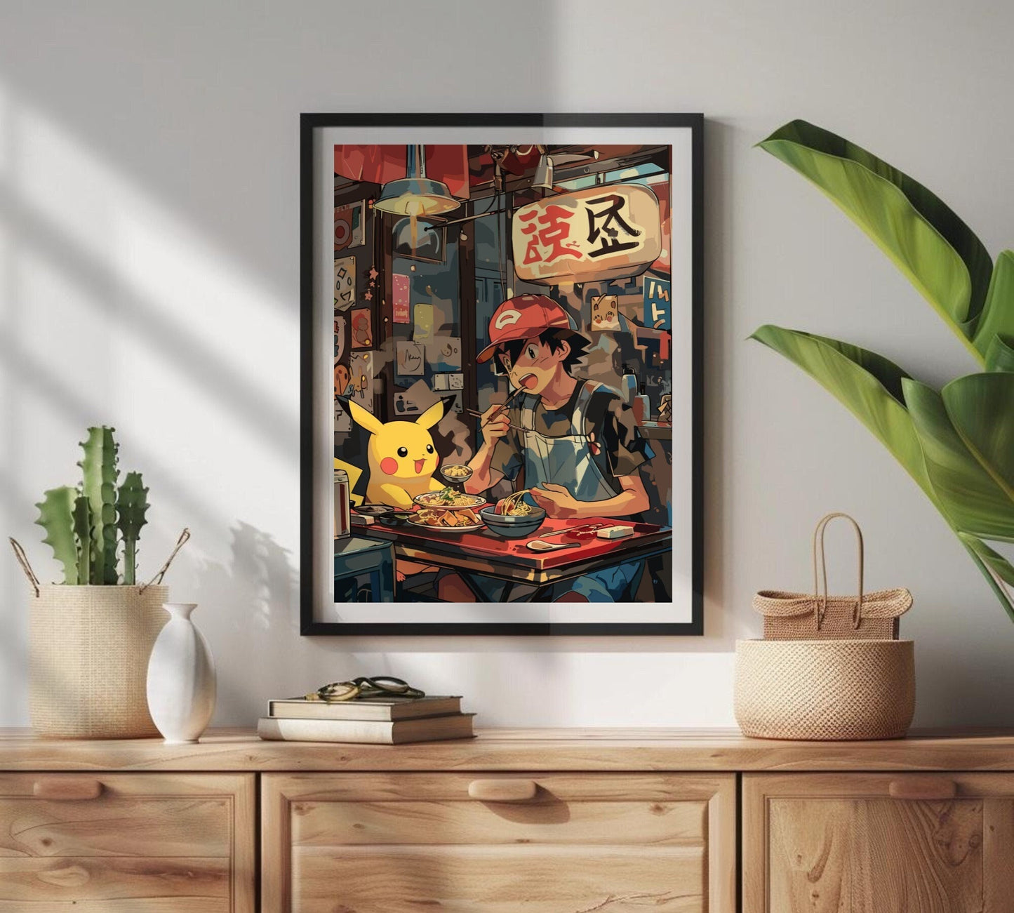 Ash and Pikachu ramen poster