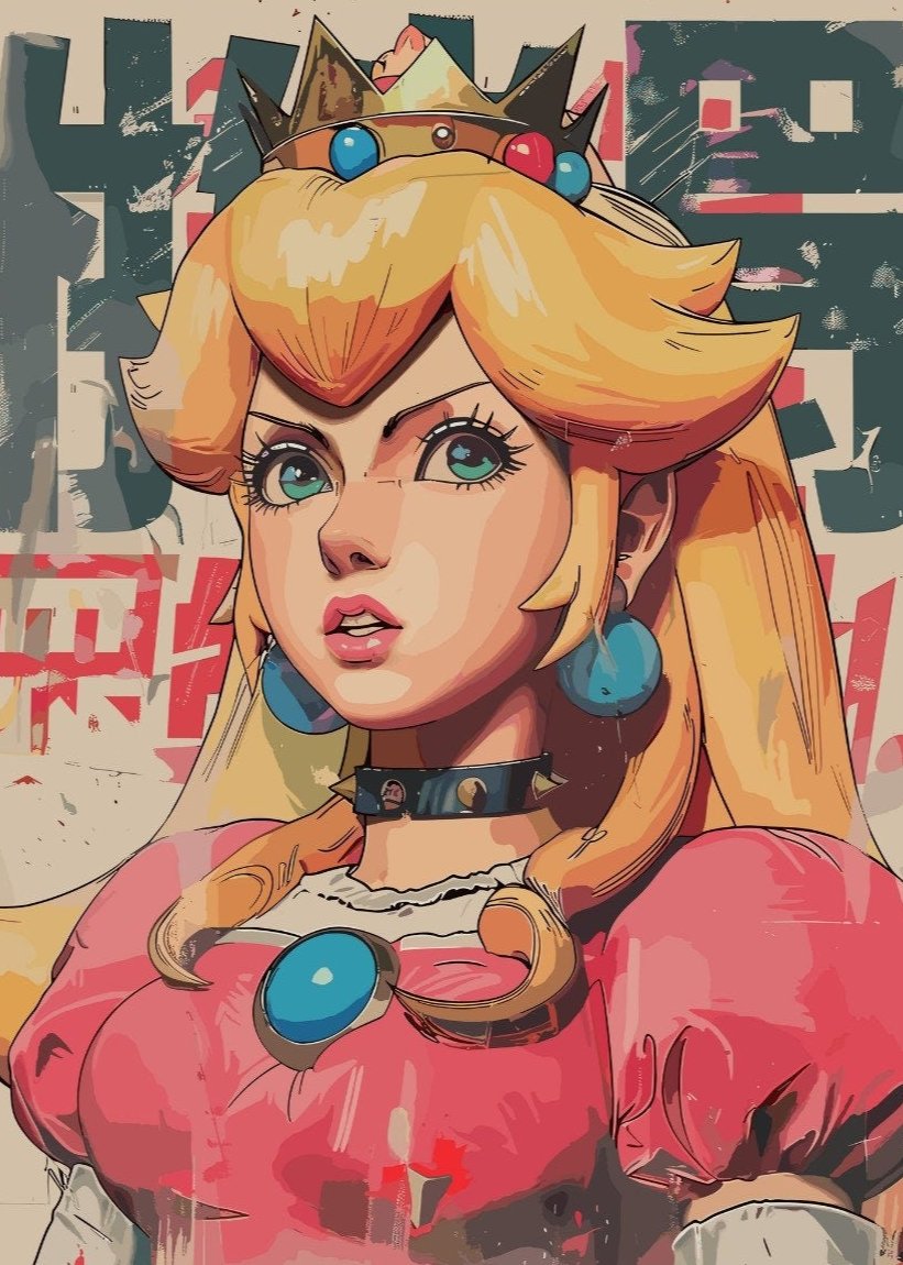 Princess Peach: Japanese Art Style Poster Style