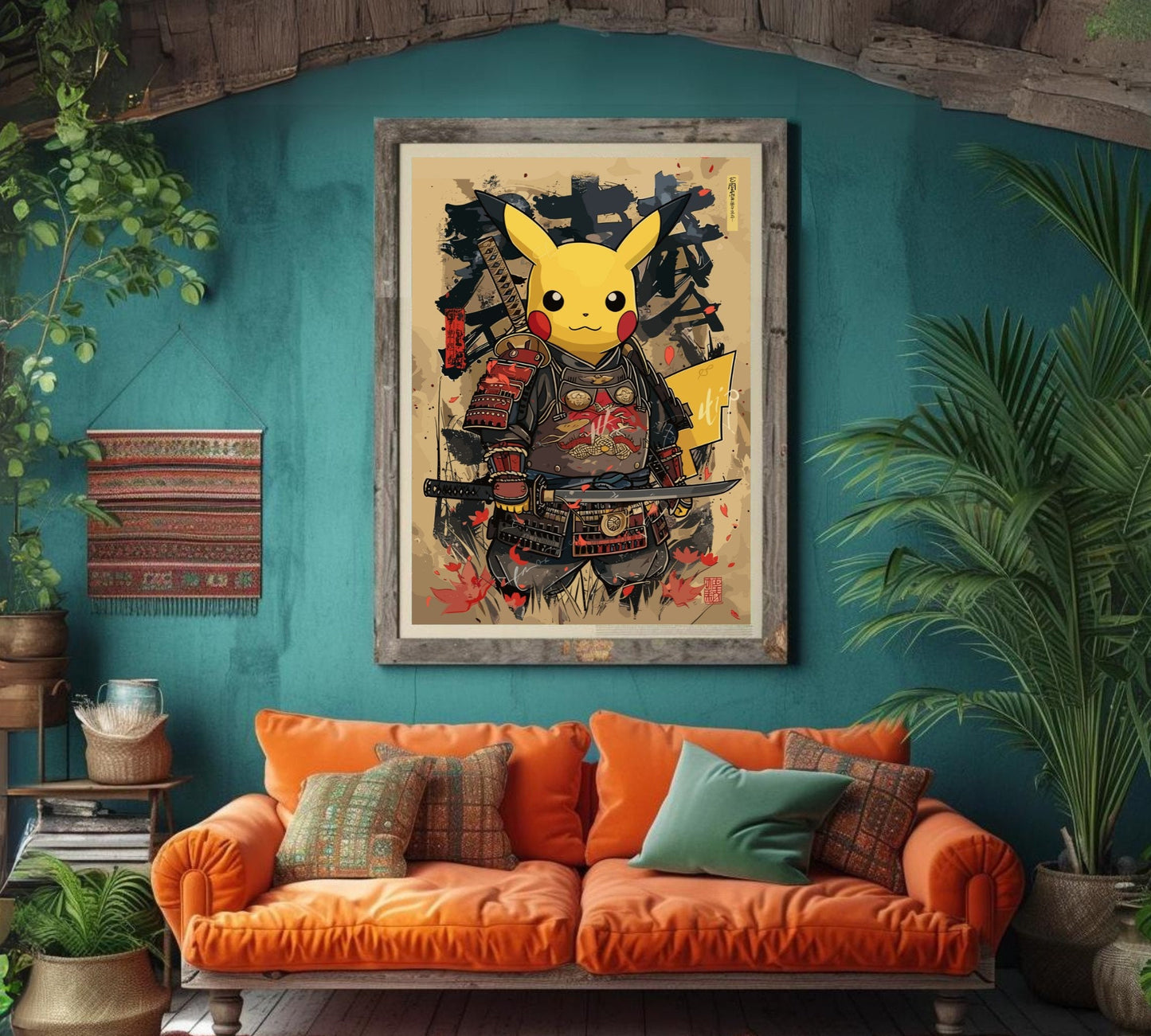 Pikachu Samurai poster. Japanese art style