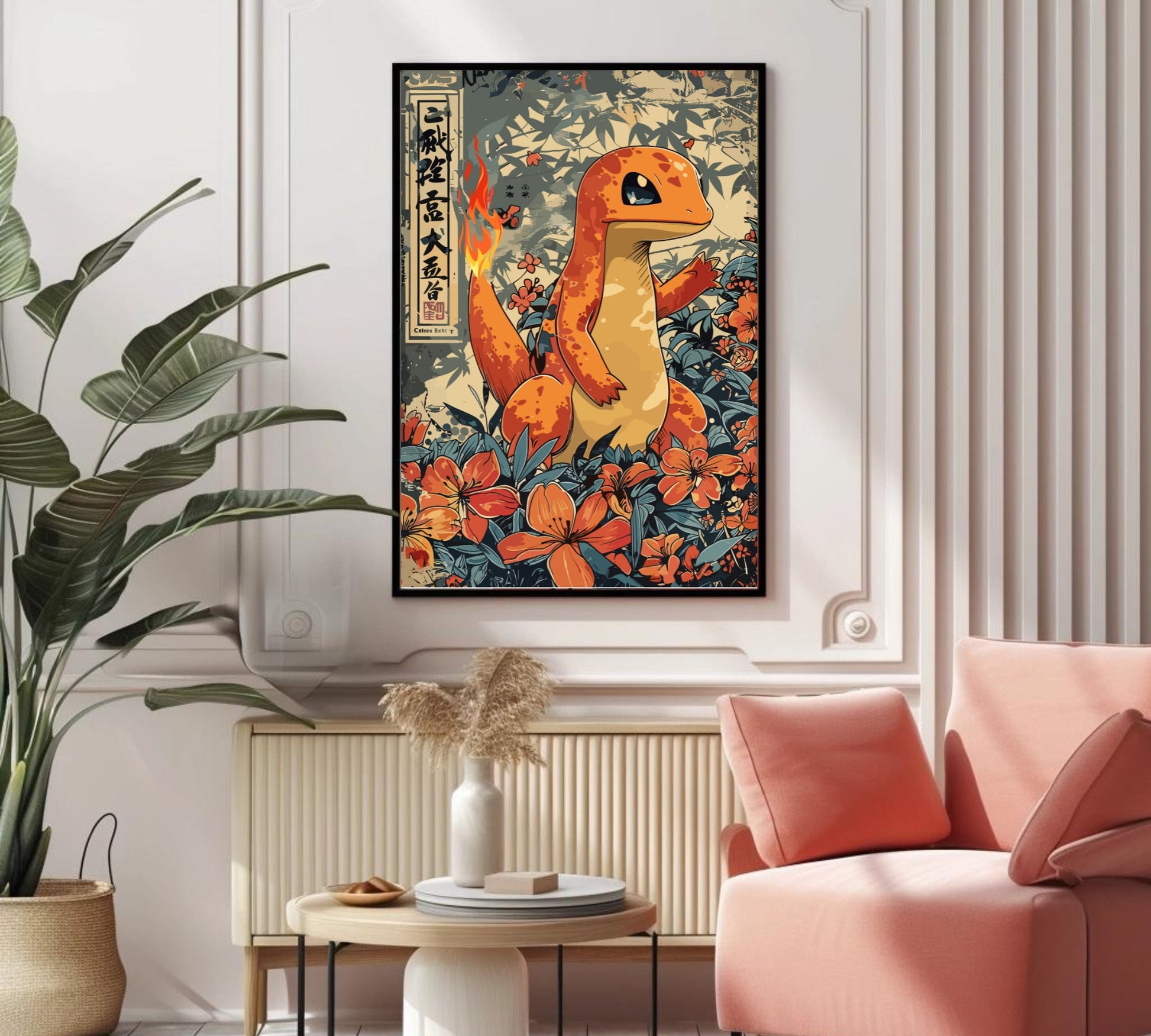 Charmander: Japanese Tapestry Style Pokemon Anime Poster