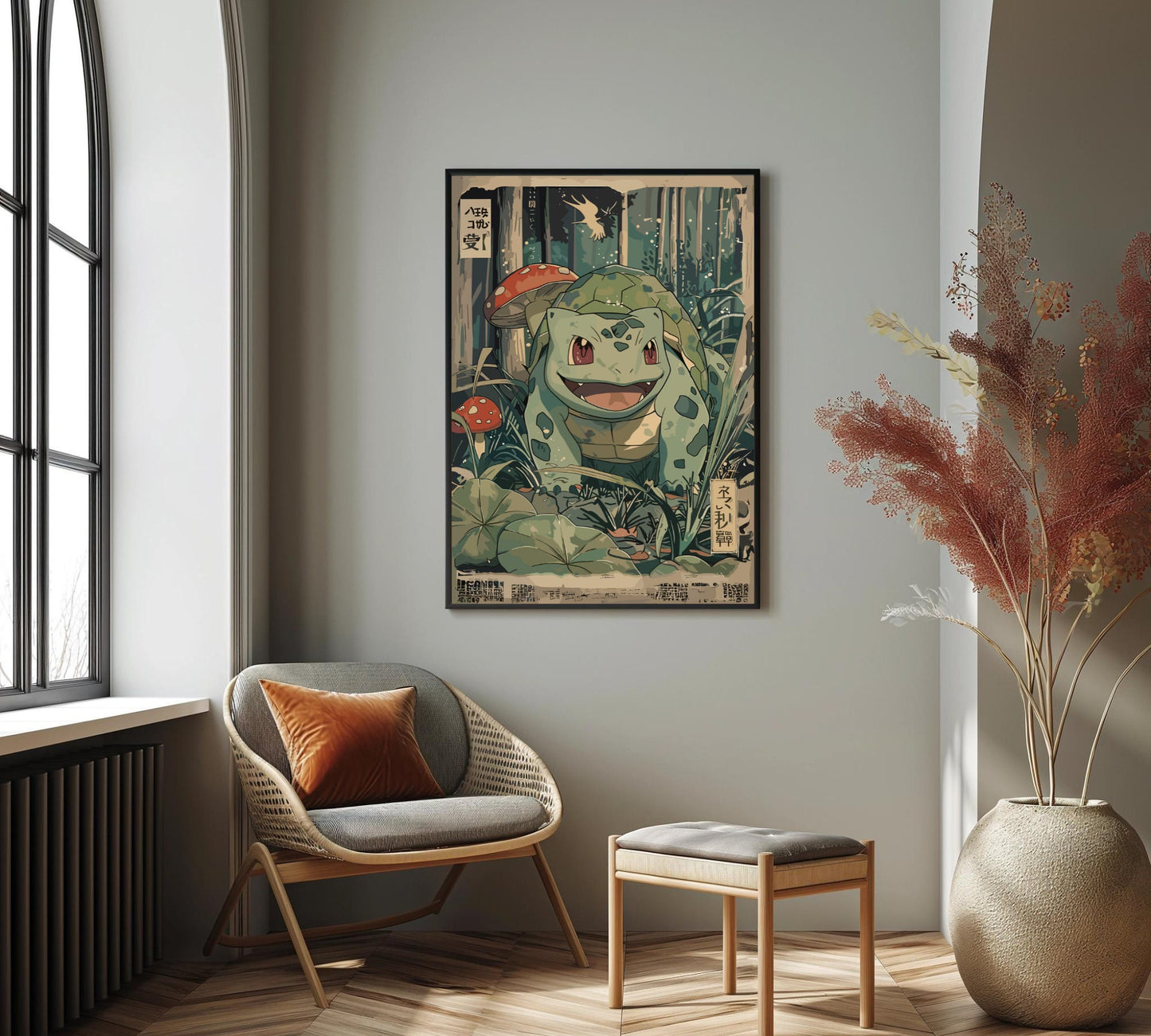 Bulbasaur: Japanese Tapestry Style Pokemon Anime Poster