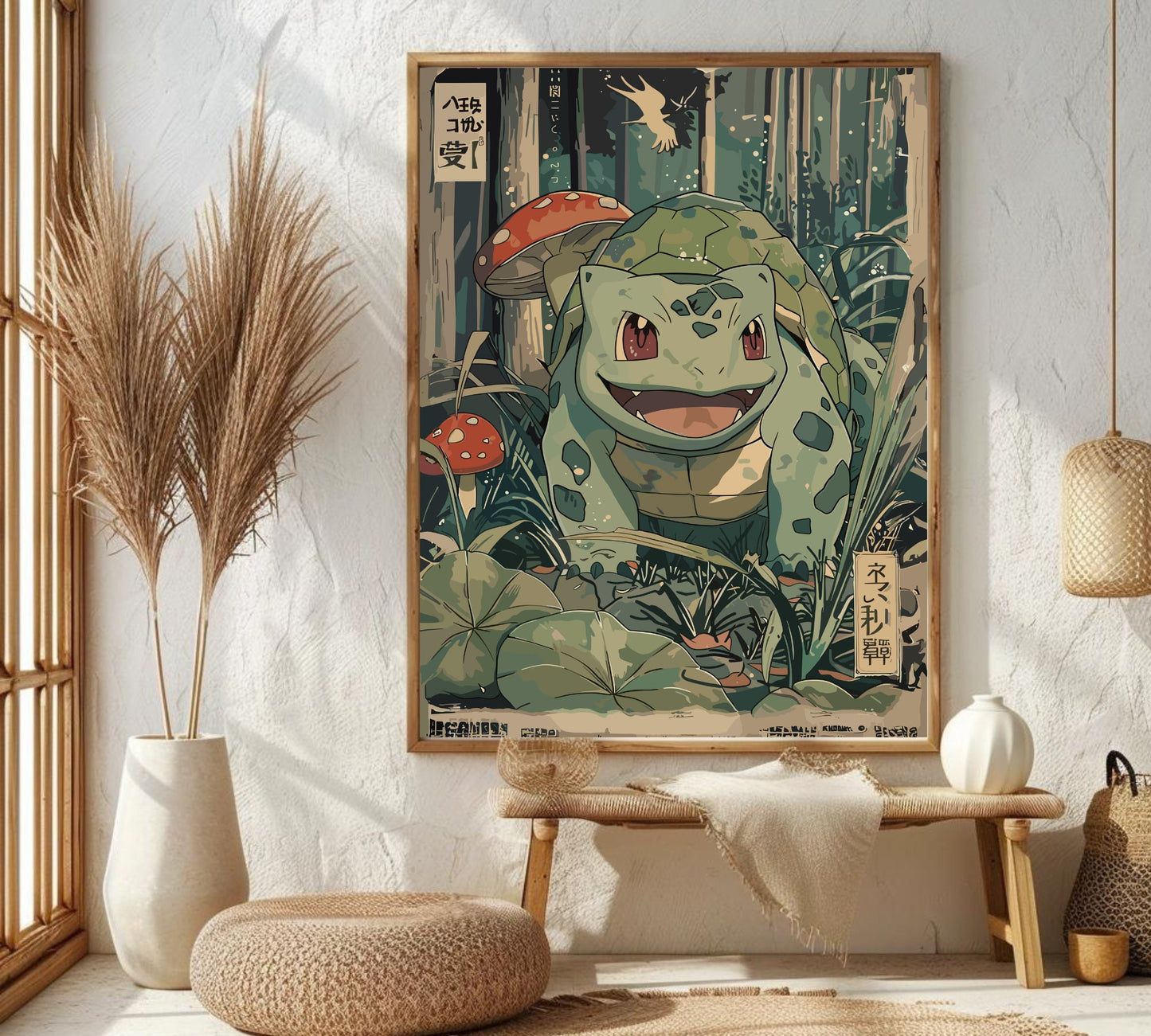 Bulbasaur: Japanese Tapestry Style Pokemon Anime Poster