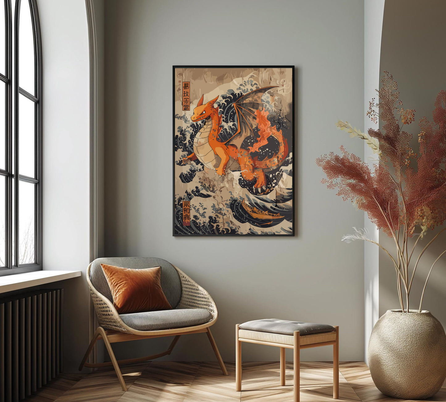 Charizard: Japanese Tapestry Style Pokemon Anime Poster