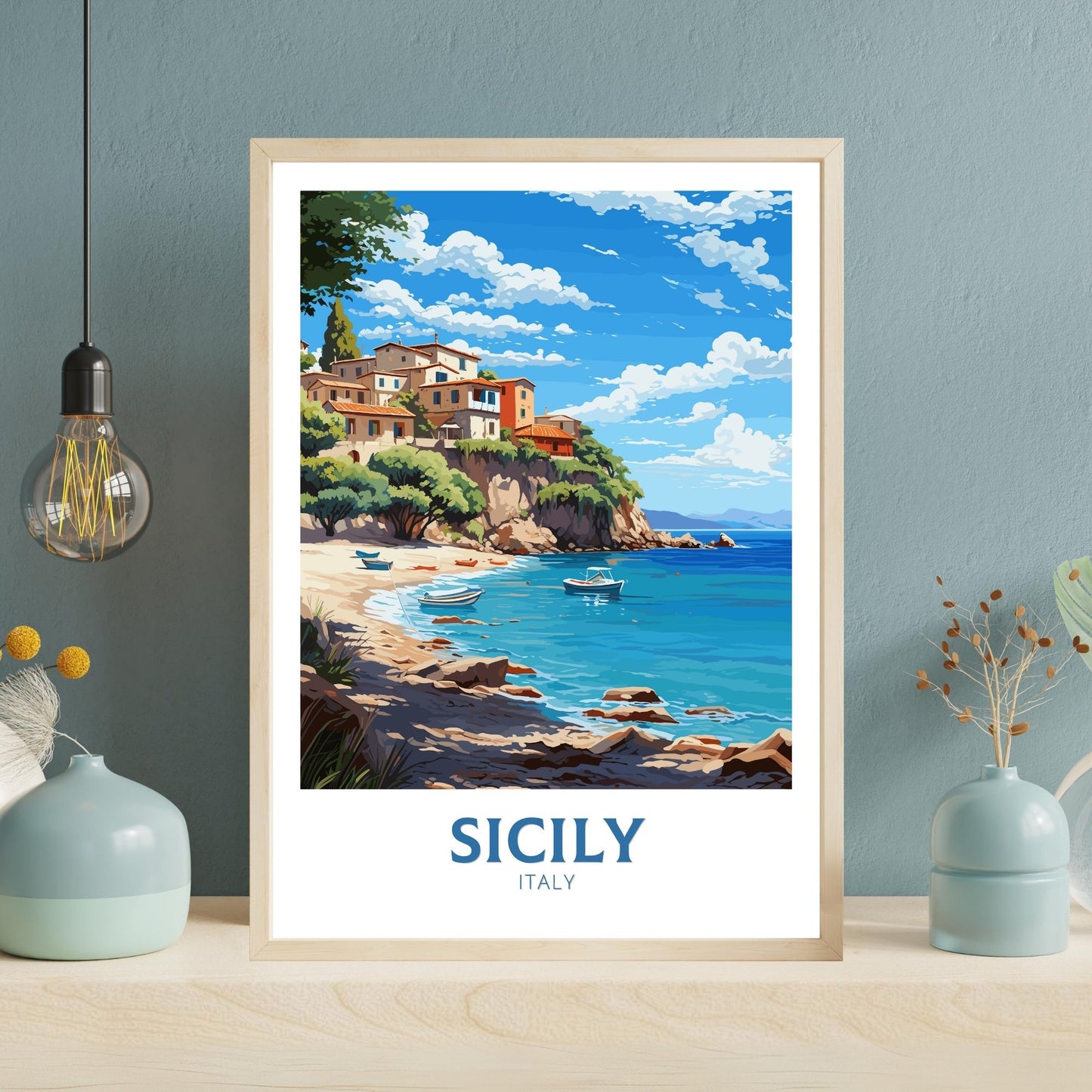 Sicily beach print