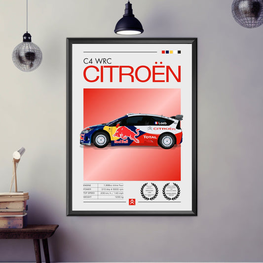 Citroen C4 WRC Print, Citroen C4 WRC Poster, 2000s Car, Car Print, Car Poster, Car Art, Modern Classic Car Print, Rally Car Print