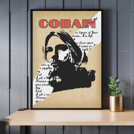 Kurt Cobain Print, Music Poster, Music Art, Kurt Cobain Poster, Music Print, Nirvana Poster, Song Lyrics Poster, Retro Music Art