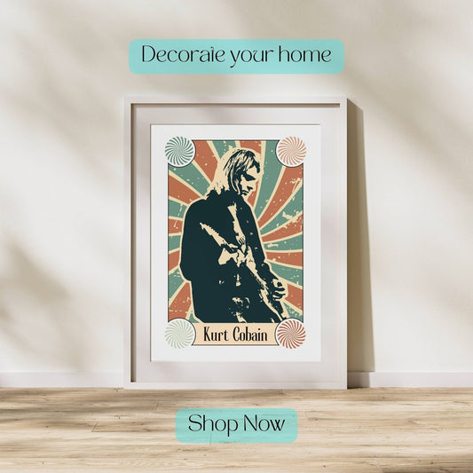 Kurt Cobain Poster, Kurt Cobain Print, Nirvana Poster, Music Poster, Music Art, Music Print, Retro Music Art, Rock Music Poster, Grunge