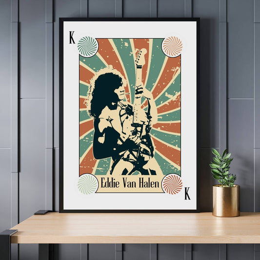 Eddie Van Halen Print, Eddie Van Halen Poster, Music Poster, Music Art, Music Print, Deck of Cards, Heavy Metal Music Poster
