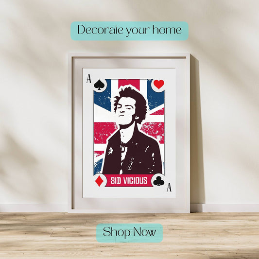 Sid Vicious Print, Sid Vicious Poster, Music Poster, Music Art, Music Print, Ace of Spades, Sex Pistols Poster, Sex Pistols Print