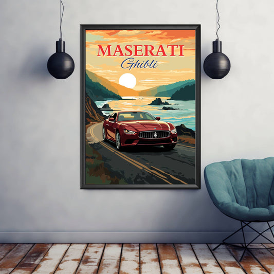 Maserati Ghibli Print, Maserati Ghibli Poster, Car Poster, Car Print, 2020s Car, Car Art, Modern Classic Car Print, Supercar Print