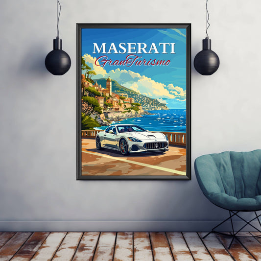Maserati GranTurismo Poster, Maserati GranTurismo Print, Car Print, Car Poster, Car Art, Modern Classic Car, Vintage Car, Retro Car