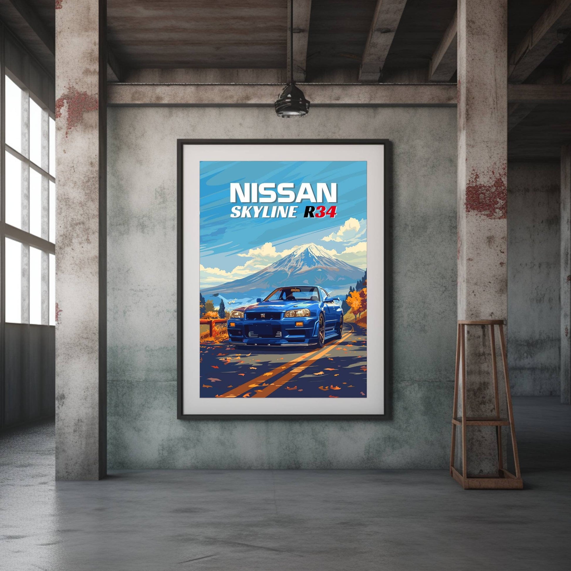 Nissan Skyline R34 Print, 1990s Car Print