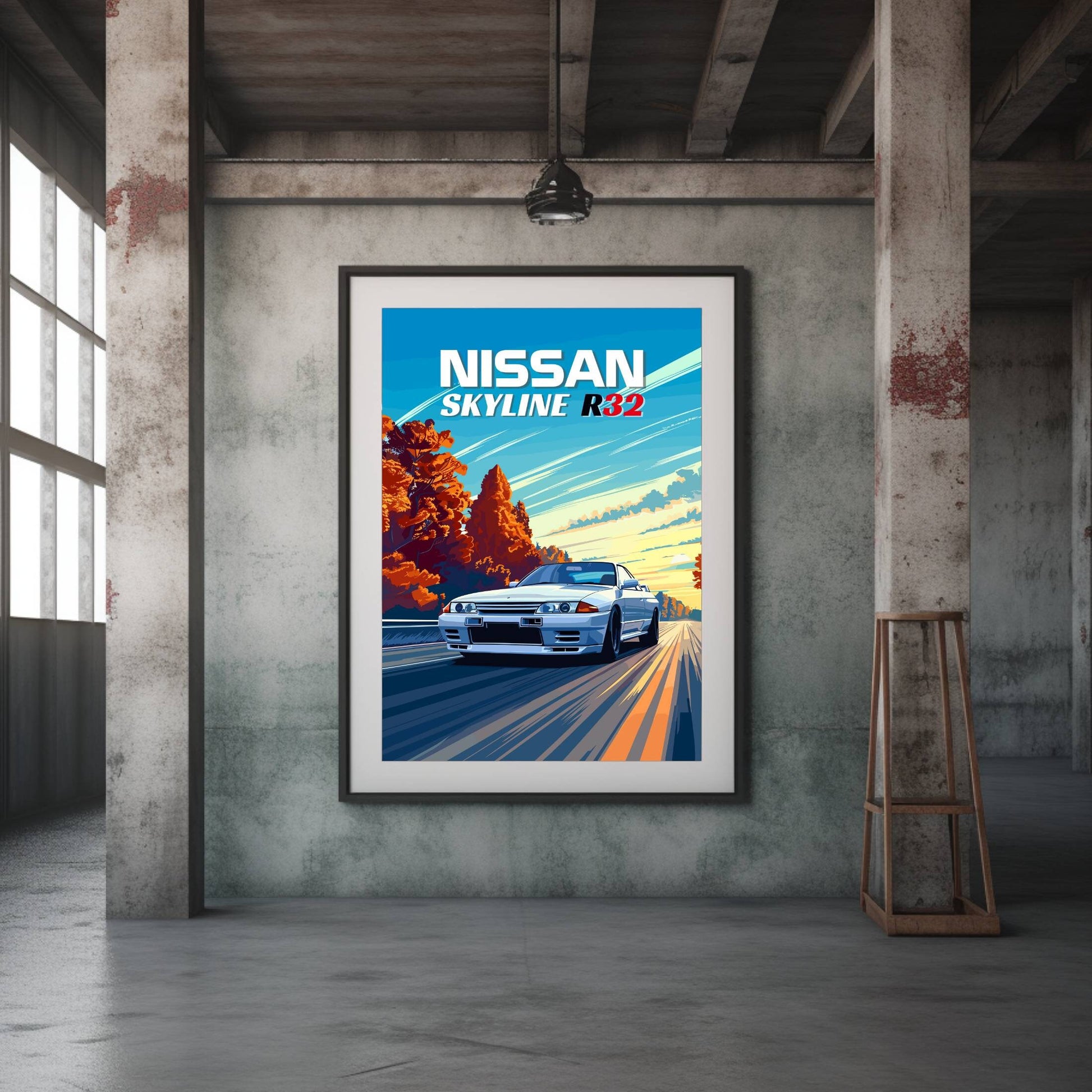 90s Nissan Skyline R32 Poster