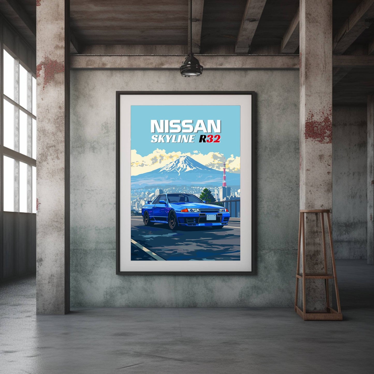 Nissan Skyline R32 Print, 1990s Car