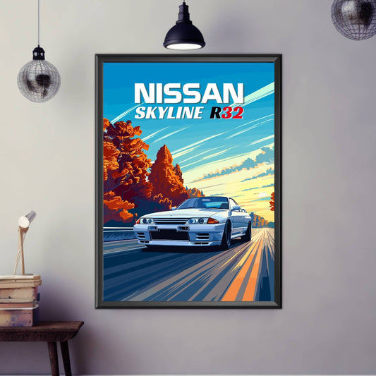 Nissan Skyline R32 Print, Nissan Skyline R32 Poster, Car Print, Car Art, Car Poster, Classic Car Print, 1990s Car Print