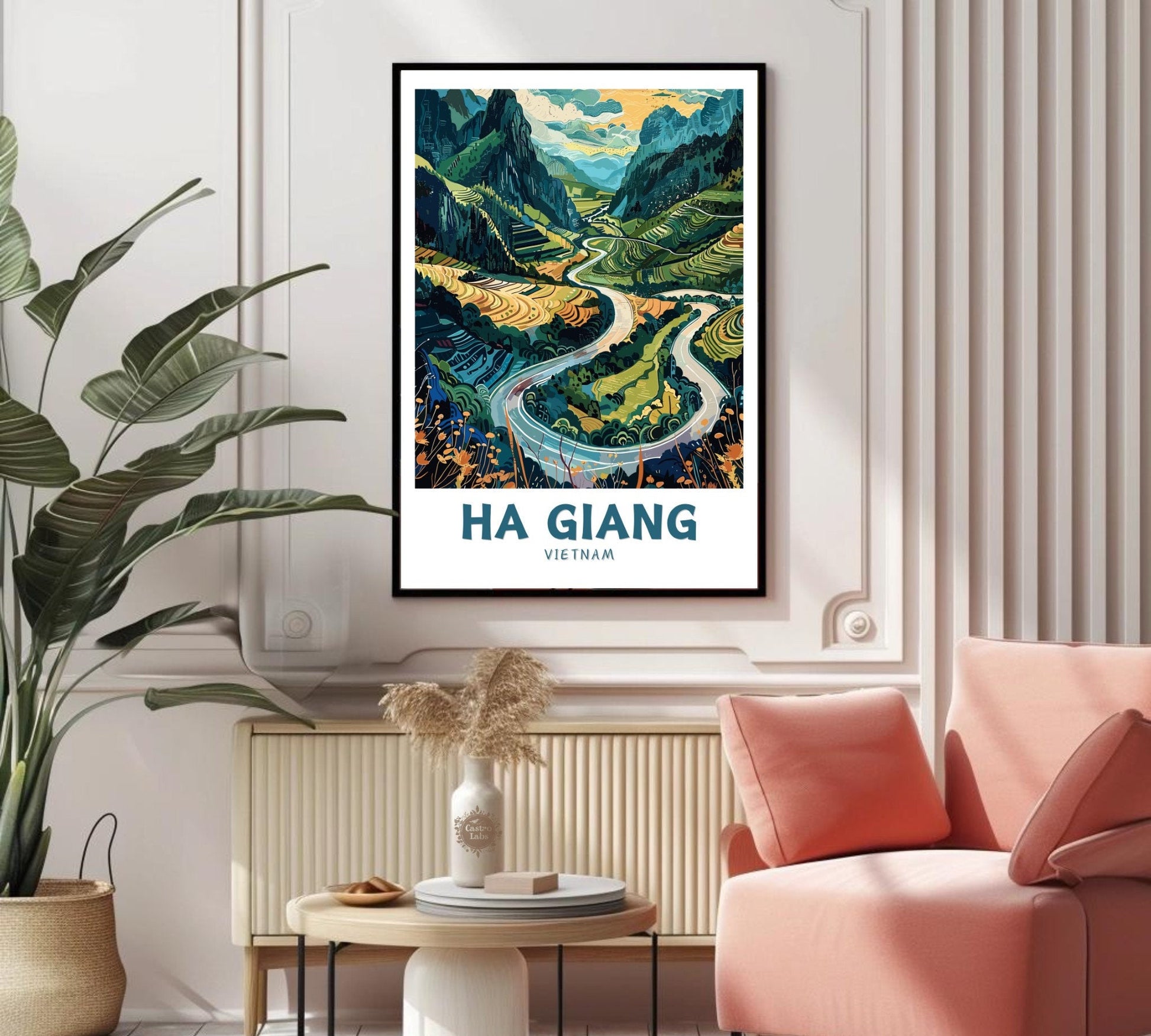 Ha Giang Vietnam Poster Painting on a bright wall