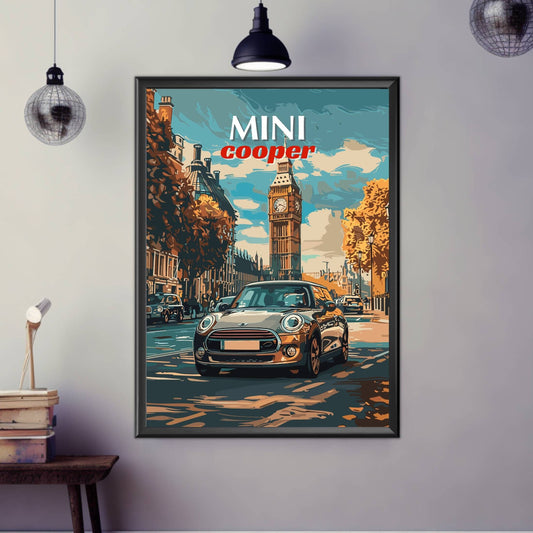 Mini Cooper Poster, Mini Cooper Print, 2000s Car Print, Car Print, Car Poster, Car Art, Modern Classic Car Poster