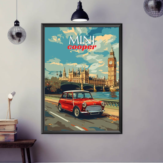 Mini Cooper Print, Mini Cooper Poster, 1960s Car Print, Car Art, Car Print, Car Poster, Classic Car Print, Vintage Car Print, English Car