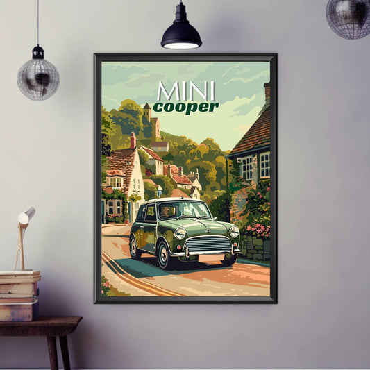 Mini Cooper Poster, 1960s Car Print, Mini Cooper Print, Car Art, Car Print, Car Poster, Classic Car Print, Vintage Car Print, English Car
