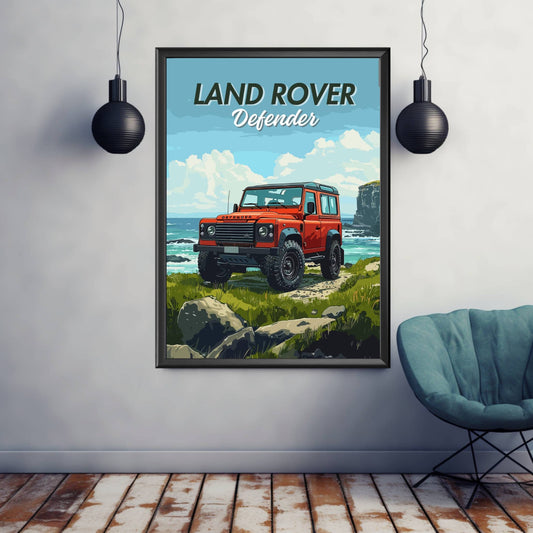 Land Rover Defender Poster, Land Rover Defender Print, 1980s Car, Classic Car Print, SUV Car Print, Car Print, Car Poster, Car Art