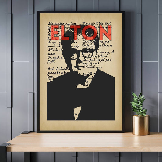 Elton John Print, Music Poster, Music Art, Elton John Poster, Music Print, Pop Music Poster, Song Lyrics Poster, Retro Music Art
