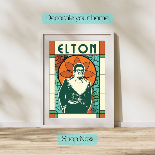 Elton John Print, Elton John Poster, Music Poster, Rocketman Print, Music Art, Rocketman Poster, Music Print, Stained Glass