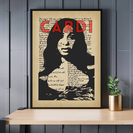 Cardi B Print, Music Art, Cardi B Poster, Music Poster, Music Print, Retro Music Art, Rap Music Poster, Hip-Hop Music Poster