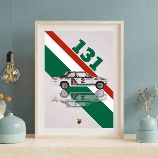 Abarth 131 Print, Car Poster, Car Print, Abarth 131 Poster, Classic Car, Vintage Car, Retro Car, Group B Rally, Rally Car, WRC Poster