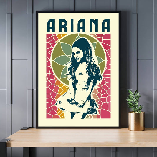 Ariana Grande Print, Ariana Grande Poster, Music Poster, Music Art, Music Print, Stained Glass, Pop Music Poster, Retro Music Art