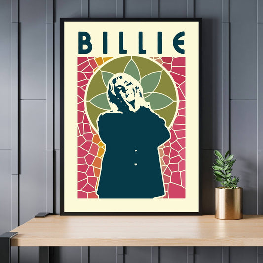 Billie Eilish Print, Billie Eilish Poster, Music Poster, Music Art, Music Print, Stained Glass, Pop Music Poster, Retro Music Art