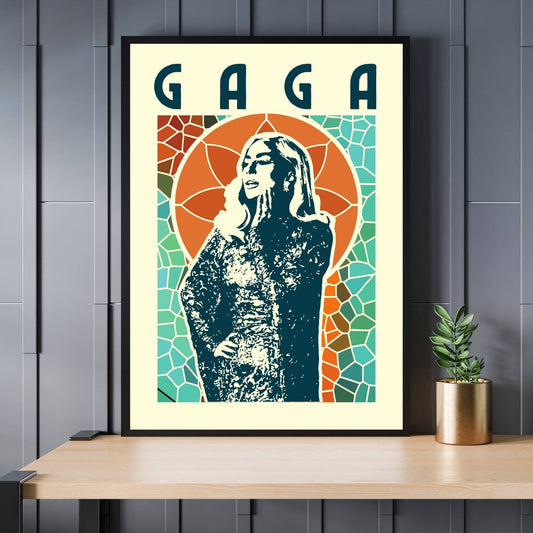 Lady Gaga Print, Lady Gaga Poster, Music Poster, Music Art, Music Print, Stained Glass, Pop Music Poster, Retro Music Art