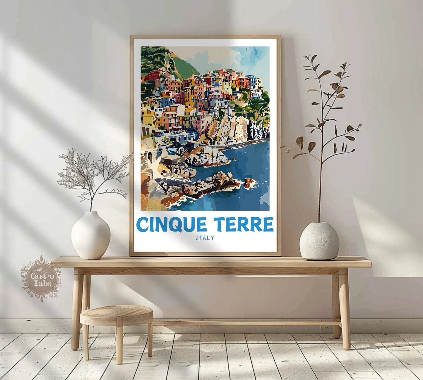 Cinque Terre Travel Poster: Italian Riviera