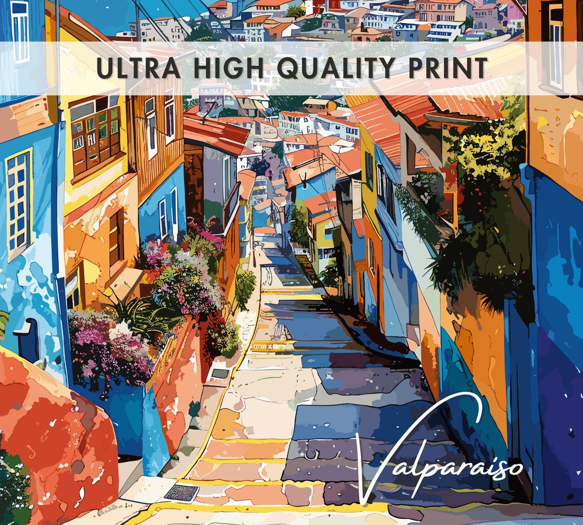 Valparaiso Poster, Valparaiso Chile Print