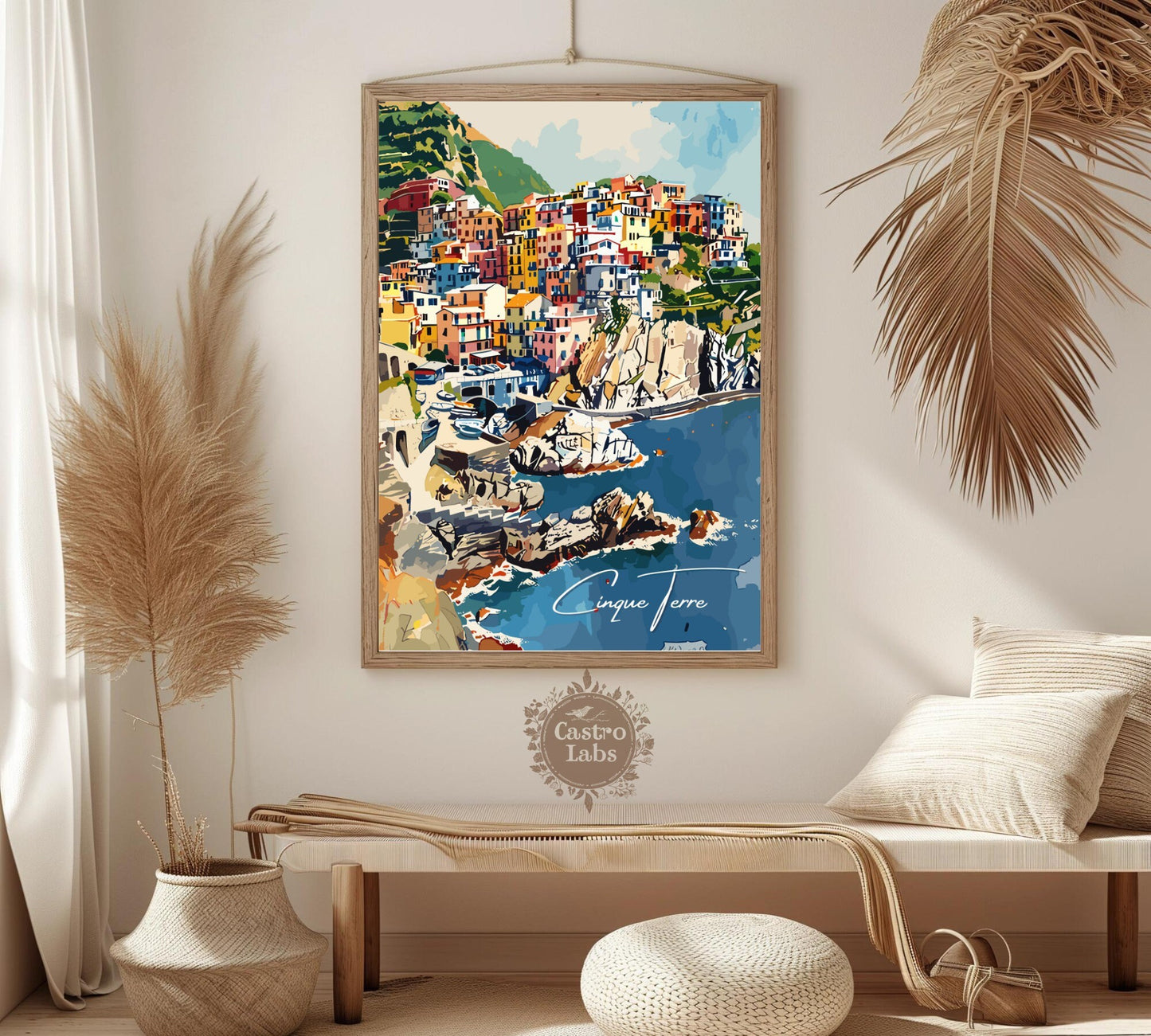 Cinque Terre Travel Poster: Italian Riviera