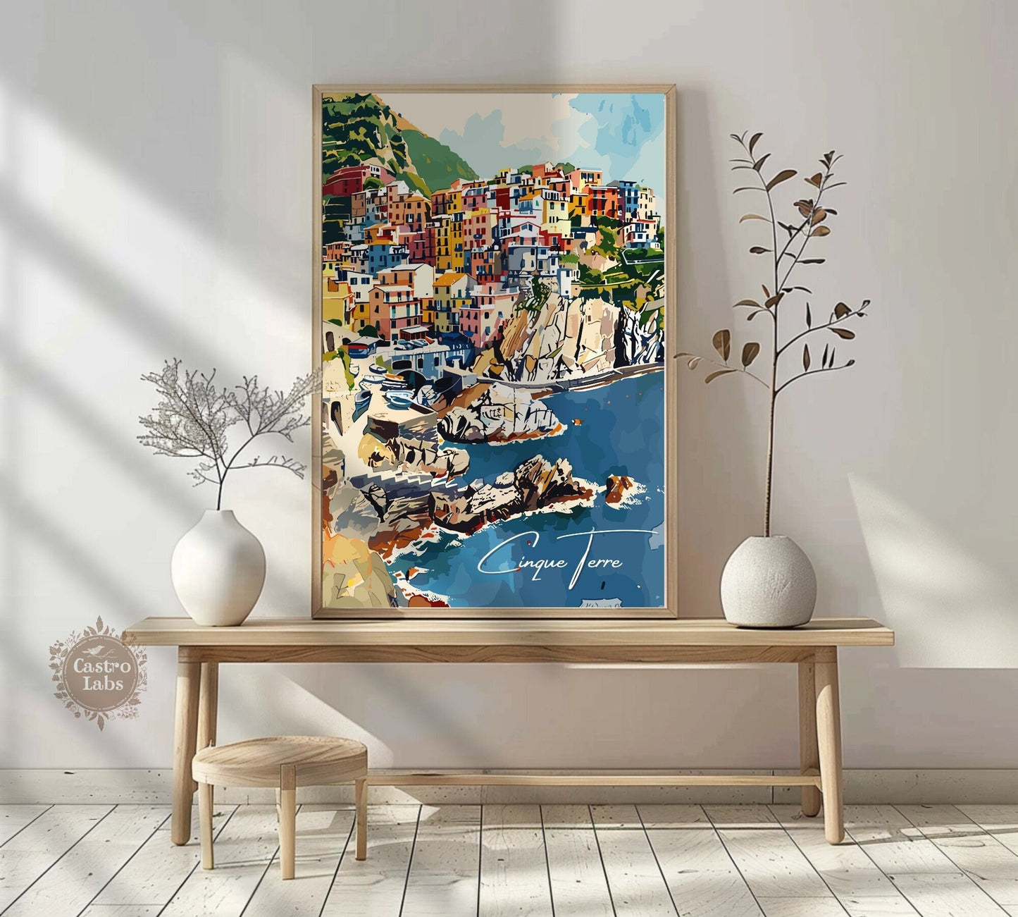 Cinque Terre Travel Poster: Italian Riviera