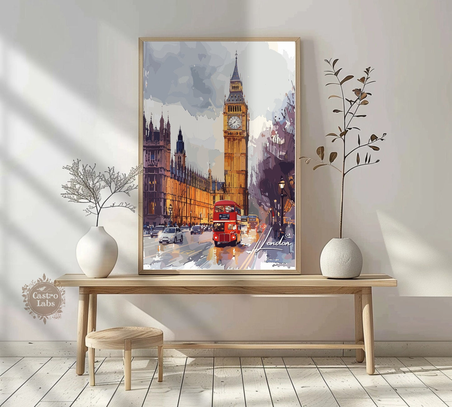 Big Ben and Double Decker Bus Poster