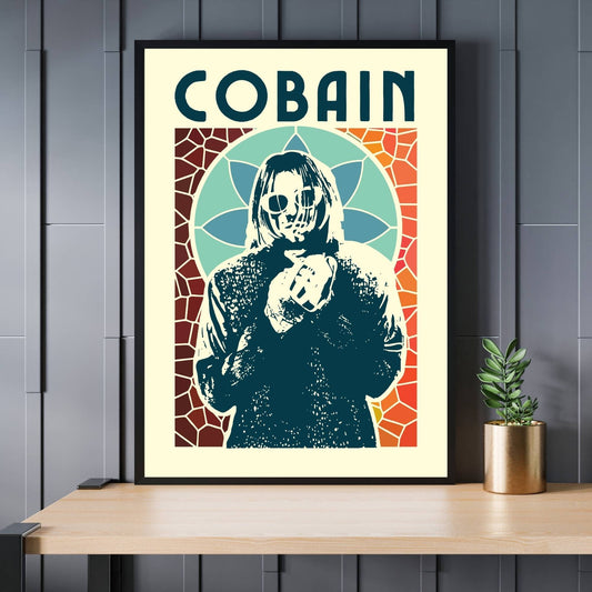 Kurt Cobain Print, Kurt Cobain Poster, Music Poster, Music Art, Music Print, Stained Glass, Rock Music Poster, Retro Music Art, Nirvana