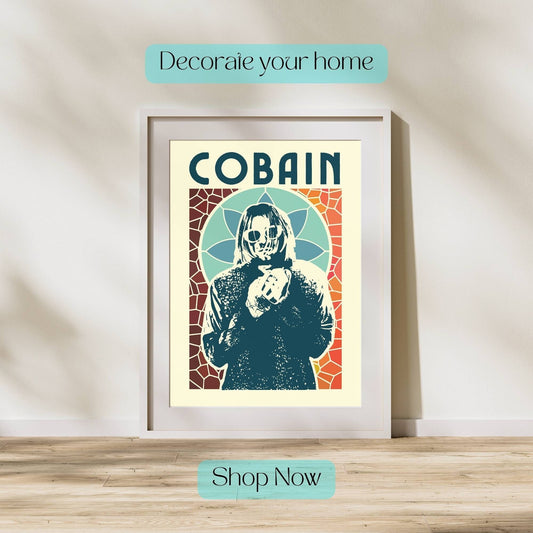 Kurt Cobain Print, Kurt Cobain Poster, Music Poster, Music Art, Music Print, Stained Glass, Rock Music Poster, Retro Music Art, Nirvana